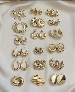 MW Fashion Designer Stainless Steel 18k Gold Plated Non Tarnish Water Drop Heart Earrings Twist Rope Round Big Hoop Earrings