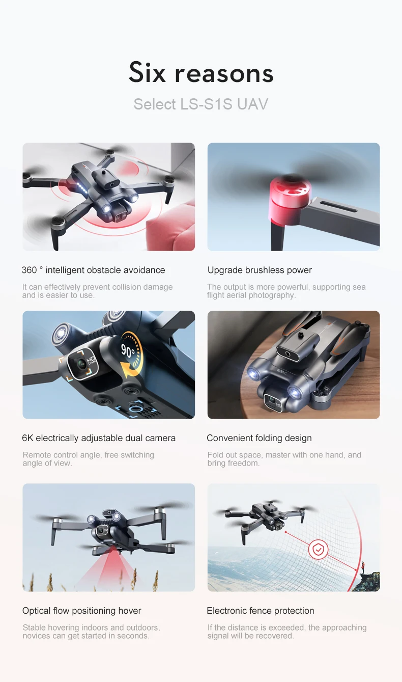 New S1S Mini Drone 4K Profesional 6K HD Camera Obstacle Avoidance Aerial  Photography Brushless Foldable Quadcopter Drones