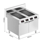 Stainless Steel Induction Kitchen Cabinet Type Commercial 3.5kW 4 Burner Induction Cooker