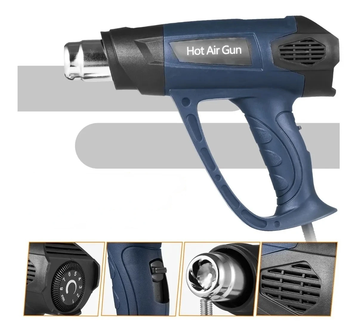 QR-610B Qili Cheap Made in China Electric Heat Gun Second Gear Wind Speed by 10A Pull Button Heat Gun 2000 Watts