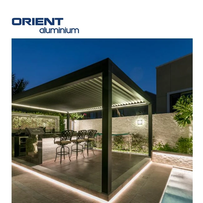 Custom Bioclimatic Pergola Motorized Waterproof Customized Modern Louvered Roof Aluminum Pergola