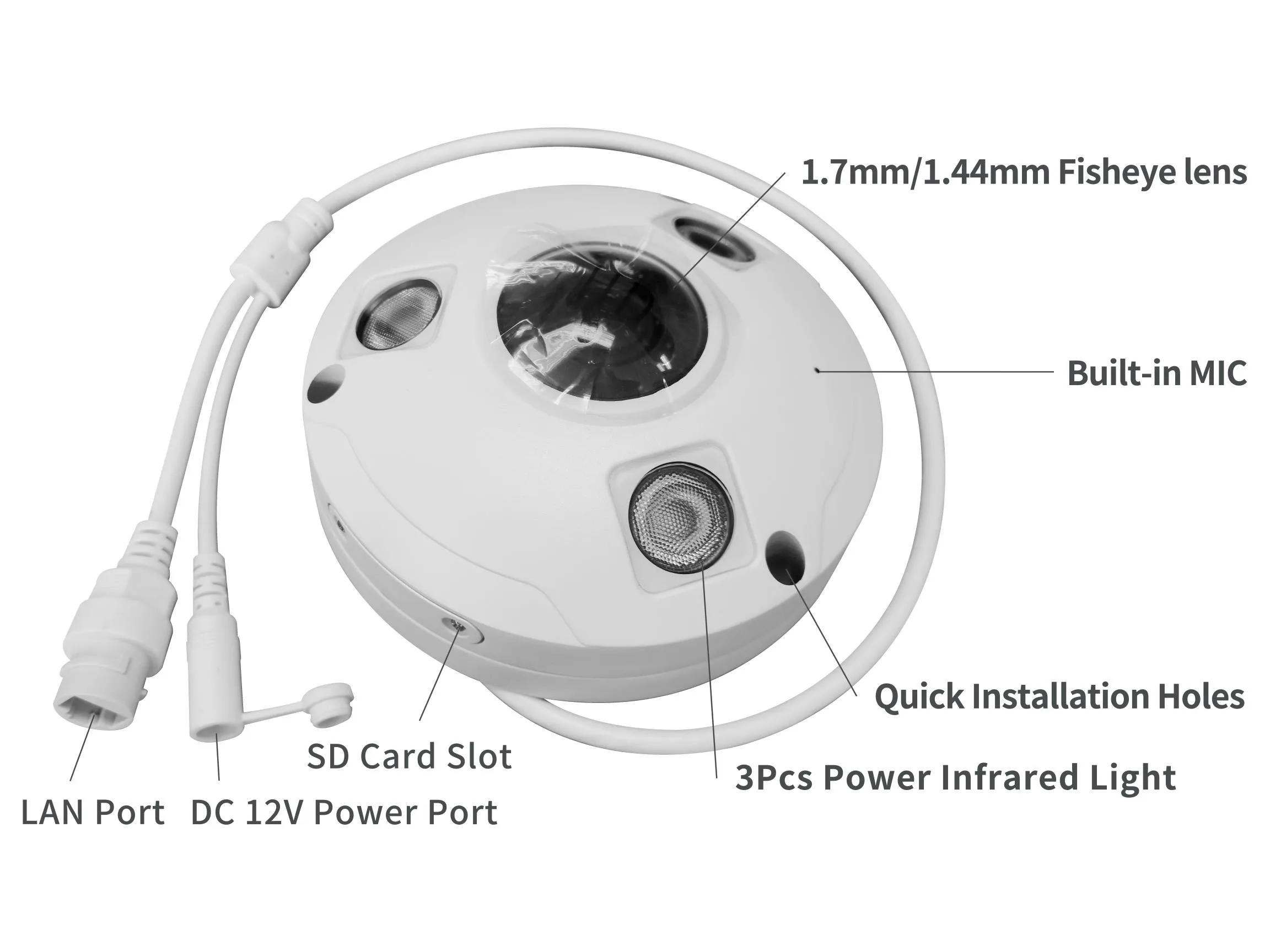 8MP Ultra HD Resolution Working SD Card Slot Two Way Audio Optional Fisheye Lens Surveillance CCTV 360 Degree IP Network Camera