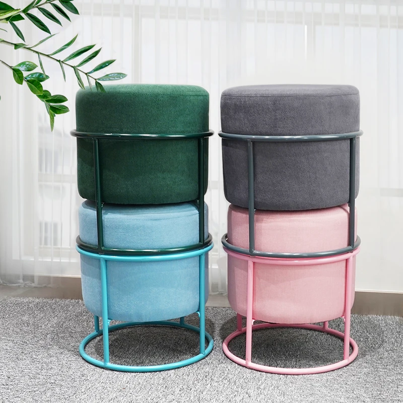 Custom 2026 Hot Selling Wholesale Cheap New Style Colorful Blue Stool Squares Storage Velvet Ottoman Stool