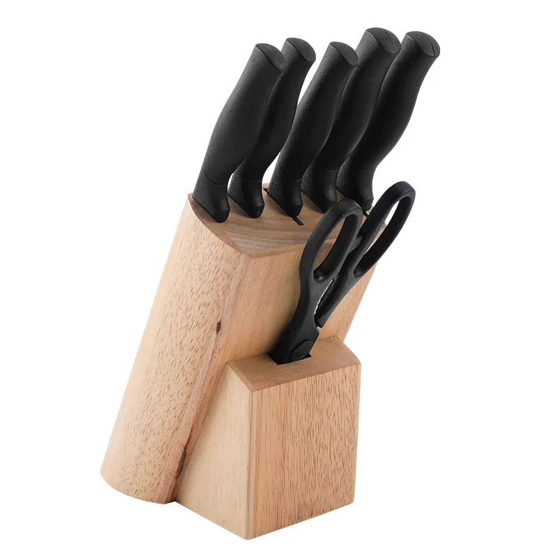 7PCS STAINLESS STEEL KITCHEN KNIFE WITH COLORED PAINTING HANDLE KITCHEN KNIFE SET WITH WOODEN BLOCK