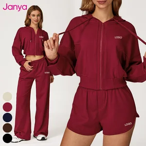 Janya 2026 Women's Loose Casual Sports Clothing Suit Long Sleeve Sweatshirts Sweatpants 2 Piece Set Solid Gym Fitness Yoga Sets