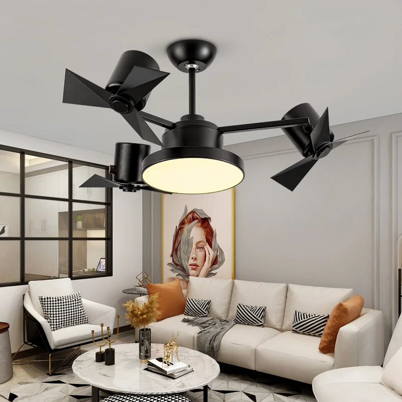 Simple Design Low Noise 3 Colors Change LED Light 3 Fan Speed 110 CM  Modern Bedroom Ceiling Fan Light