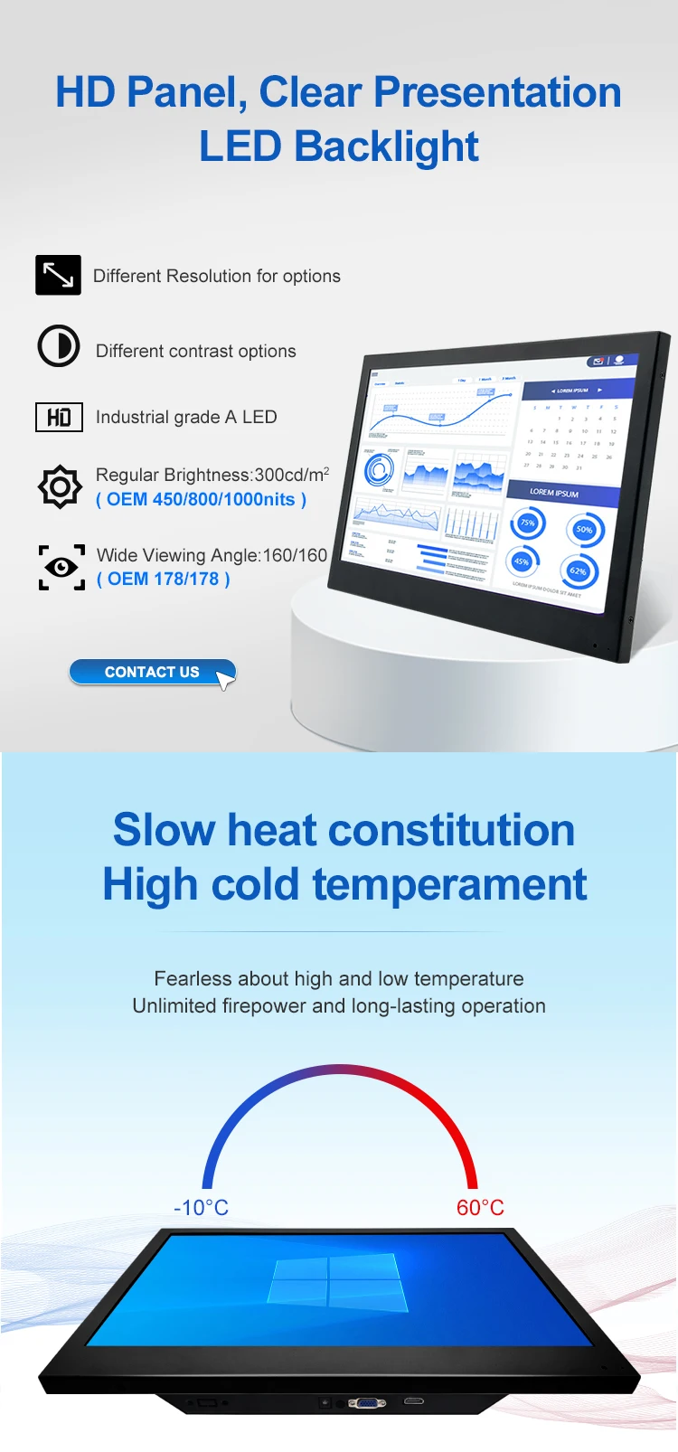 Wholesale Price 15.6 Inch Industrial Lcd Monitor with IPS 1920*1080 VGA HD-MI Cable Embedded Wall Mounted Kit Mount
