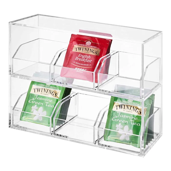 Acrylic 6-COMPARTMENT TEA BAG BOX