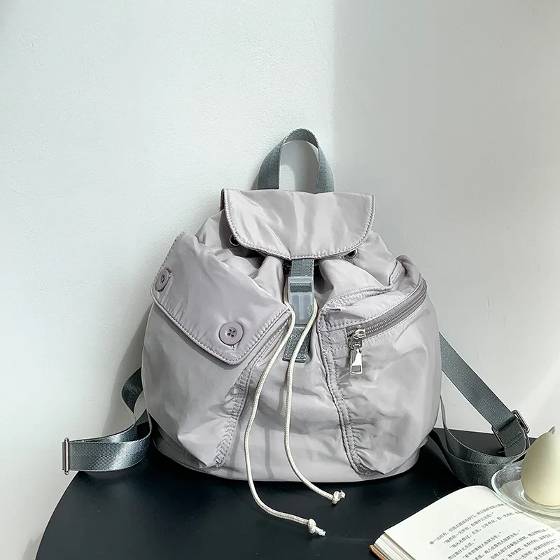 Versatile Women's Multi-Functional Nylon Backpack Fashionable Waterproof Anti-Theft Schoolbag for College Students