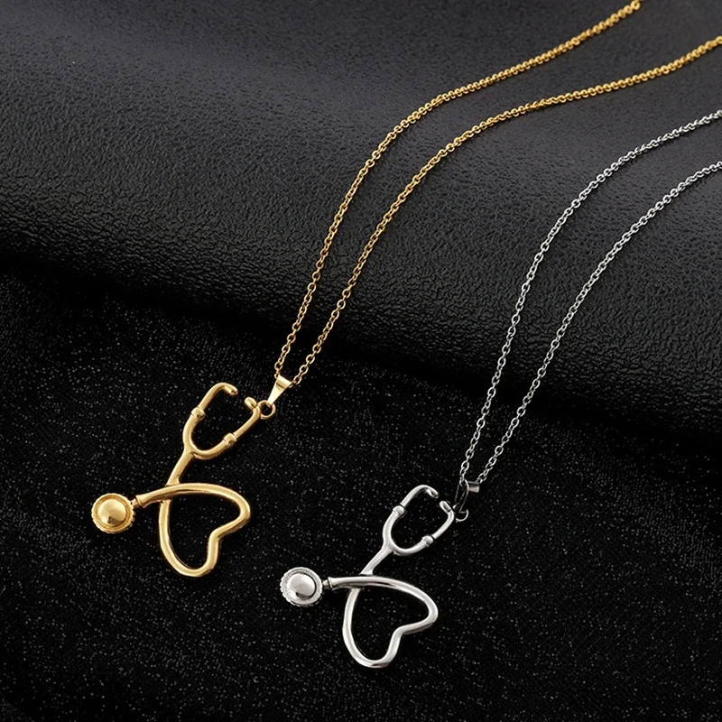 MECYLIFE Medical Student Graduation Gift Doctor Nurse Jewelry Stainless Steel Heart Stethoscope Necklace