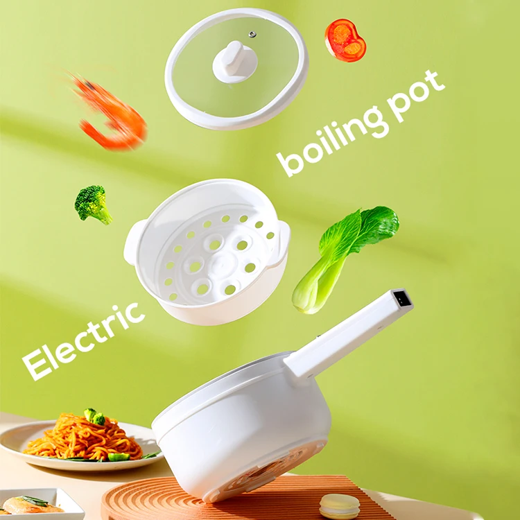 Ceramic Glaze Coating Boiling Pan Multi Function Mini Cooker Electric Skillet Rice Cooker Electric Steamer Pot