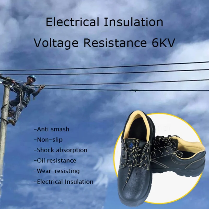 Genuine Leather KV Electrical Insulation Safety Shoes Anti-Smash