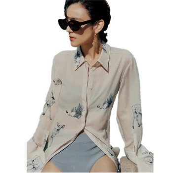 2022 New Trendy Viscose Blouses Elegant Women Long Sleeve Women Blouse