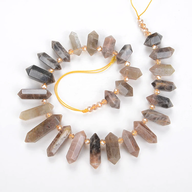 Smoky Quartz Cluster Point Strand Raw Quartz Points Drilled Large Quartz Crystal Points Strand of Beads