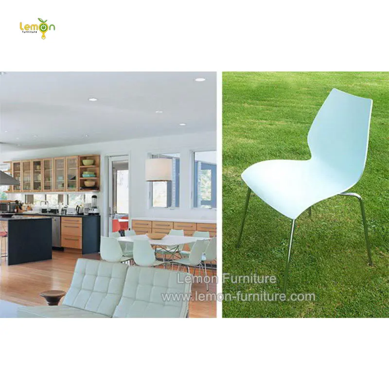High Quality White Without Arm Metal Feet Plastic Chair for Restaurant