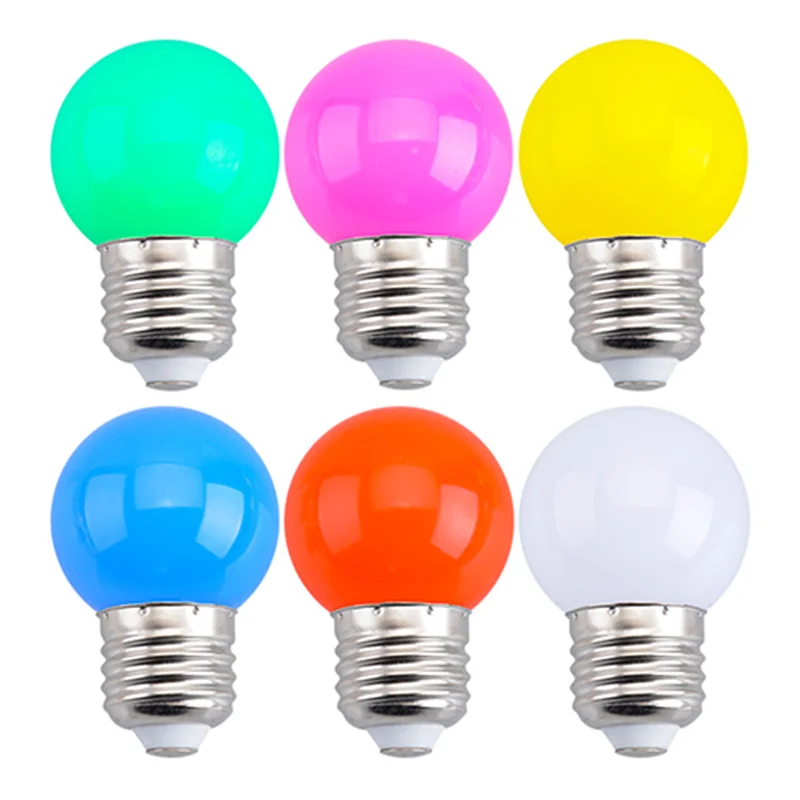 E27 G45 1W Screw Cap Coloured LED Light Bulbs Festoon Party Lights