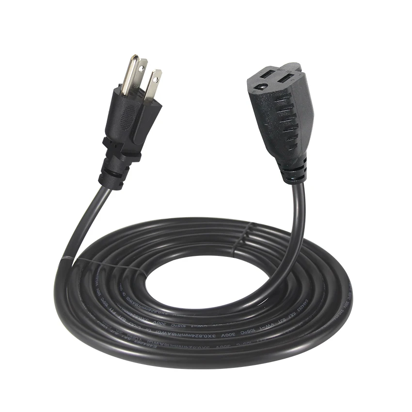 USA Standard 18M 16Awg US Plug Male To Female Cord Nema 5-15R To Nema 5-15P Plug Extension Power Cord 27