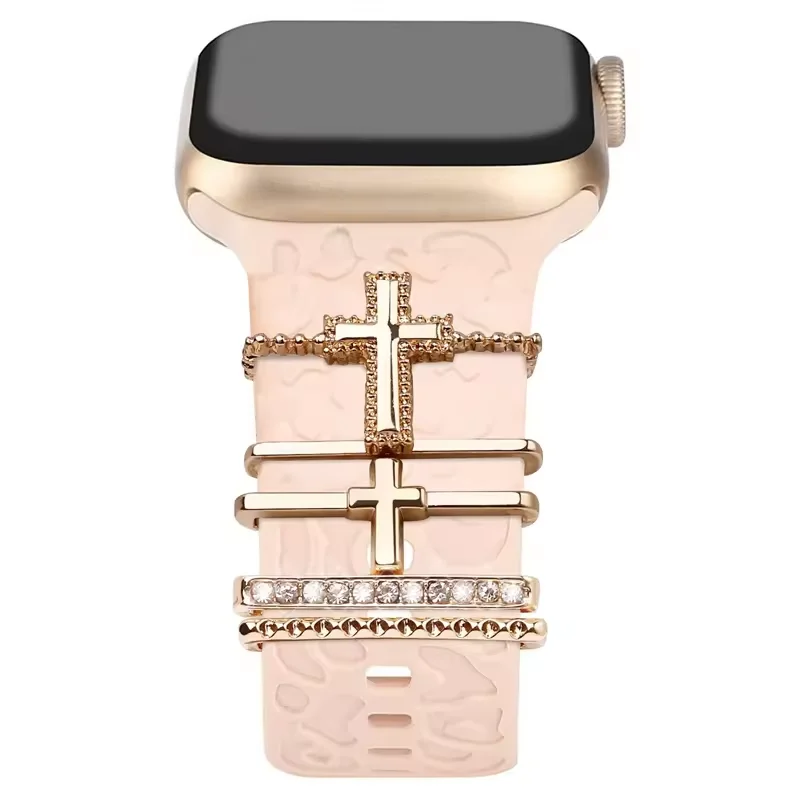 Cheap Metal Luxury Diamond Ring Decoration Charms of Smart Watch Band For Iwatch 7 6 5 4 3 Laudtec