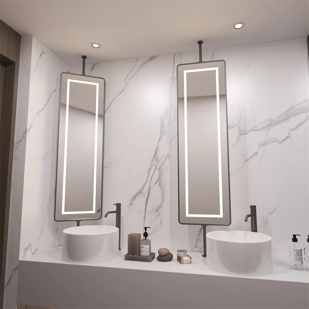 LED Mirrors Rotatable Washroom Rectangular Illuminated Smart Bathroom LED Mirror