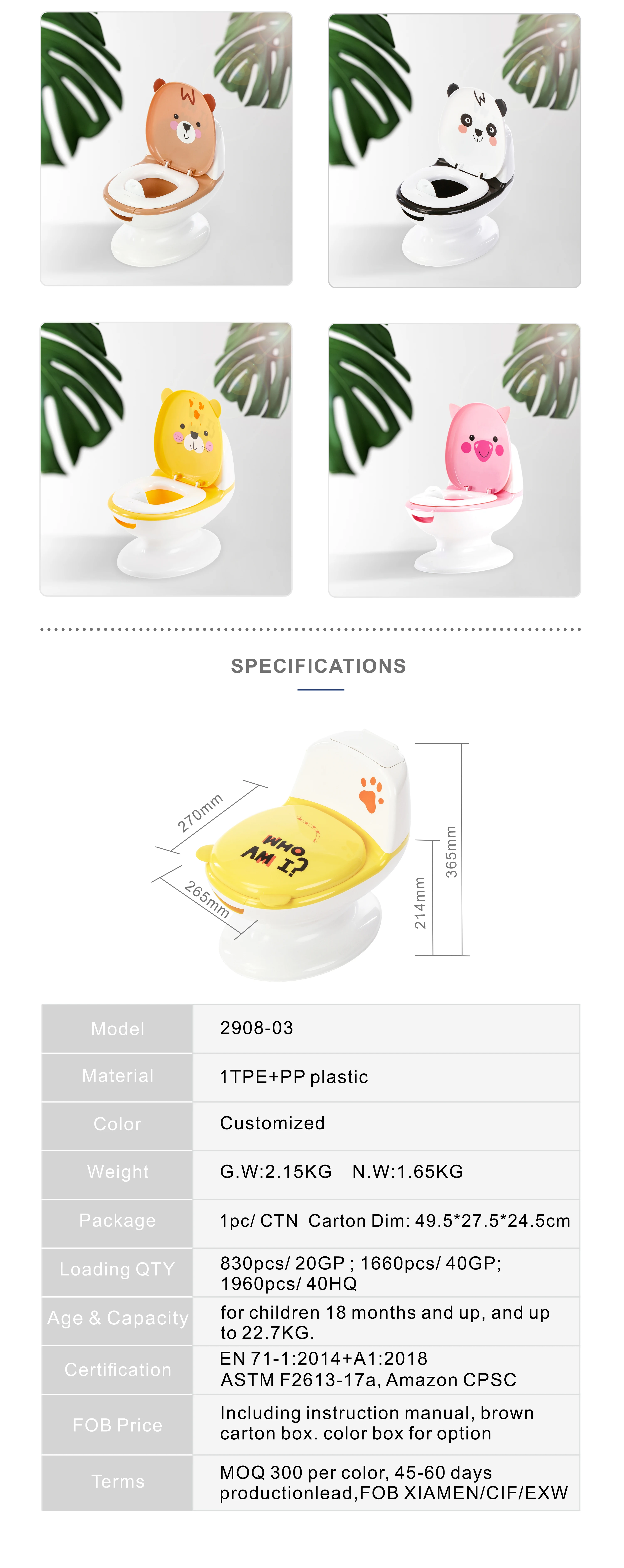 Portable Oem Amazon Baby Potty Training Chair Baby Potty Kids Plastic Kids Toilet Seat Trainer