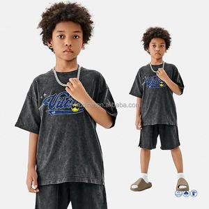 Customizable Boys Apparel Short Sleeve Tee 250g Washed Vintage American Retro Streetwear Original Design