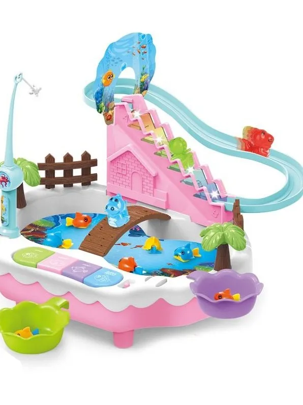 Ept 2in1 Fishing Game Interactive Mini Track Set Games Go Slide Fish
