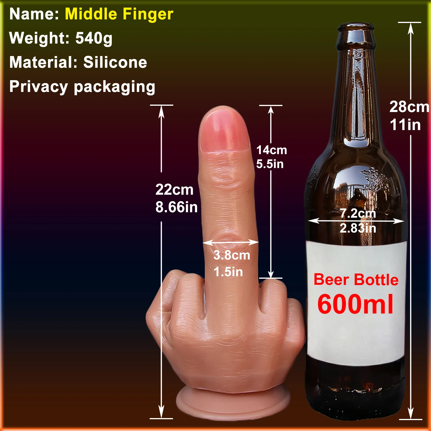 Free Custom Box - Huge Spoof Middle Finger Gift Thick Dildo Gay Soft Silicone Dick Big Suction Cup Artificial Penis Anal Plug