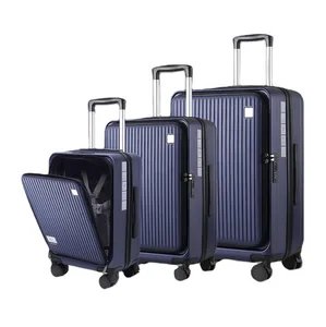 Stylish ABS PC Unisex Trolley Luggage Trendy Front Open Carry-On Suitcase Set With Spinner Caster and Laptop Pocket