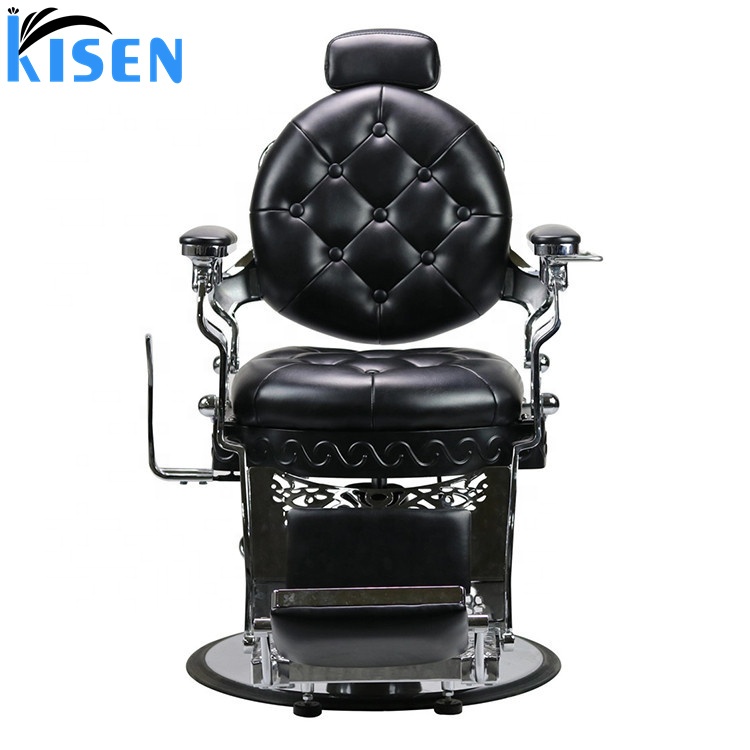 木泉美容室家具黒クロコダイルレザーアンティーク理髪店サロン用