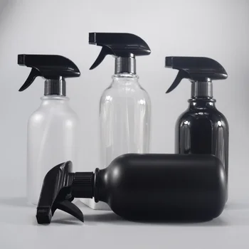 Thick-walled 16 oz refillable matte black spray bottle with black spray pump head 300ml 500ml package bottle