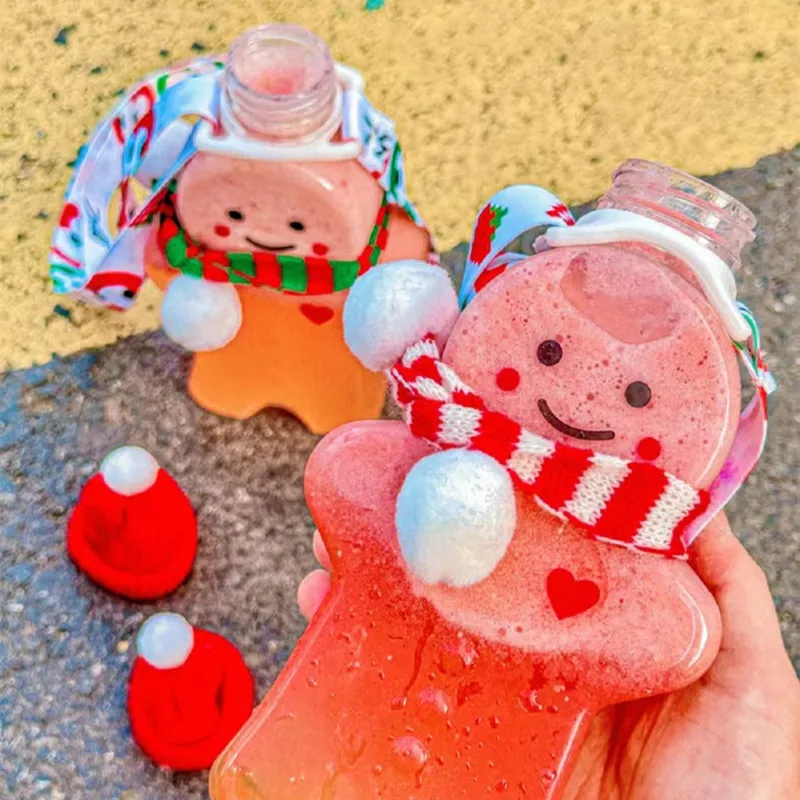 Customized Gingerbread Man Spherical Shape Milk Tea Bottle 500ml Capacity with Screw Cap