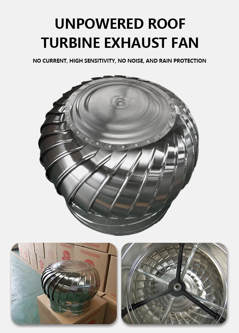 Ventilation Wind-driven Exhaust Fan, Stainless, Steel, Roof - detail 2