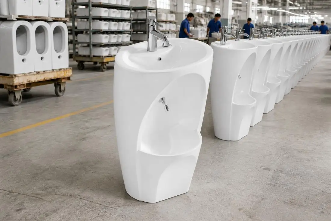 Factory stock of ceramic wudu basins waiting for a minimum order