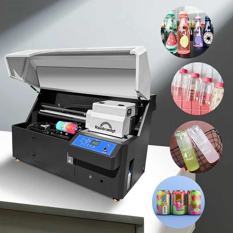 High-speed Customized Coffee Water Perfume Bottle Label Insulated Vacuum Cup Cylinder UV Printer360 Rotation Milk Tea Cup
