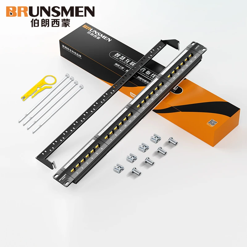 Brunsmen Сетевые Аксессуары RJ45 24 порт волокна Cat5E Cat6 Cat6A коммутационная