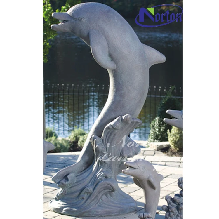 Outdoor Garden Decor Marble Dolphin Statues Water Fountains For