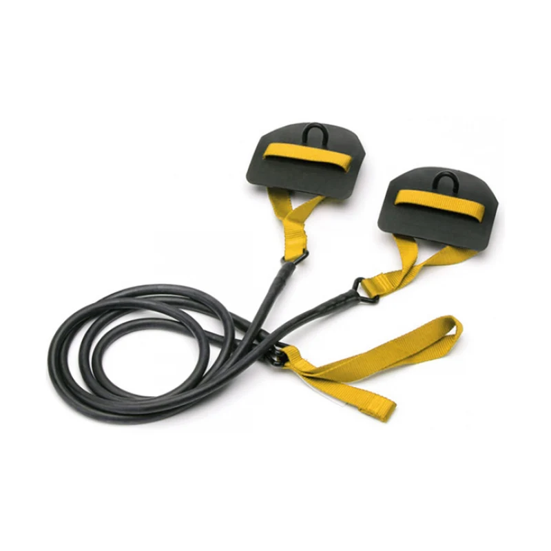 Swimmer Use Dry Swim Training Exercise Equipment with Hand Paddles