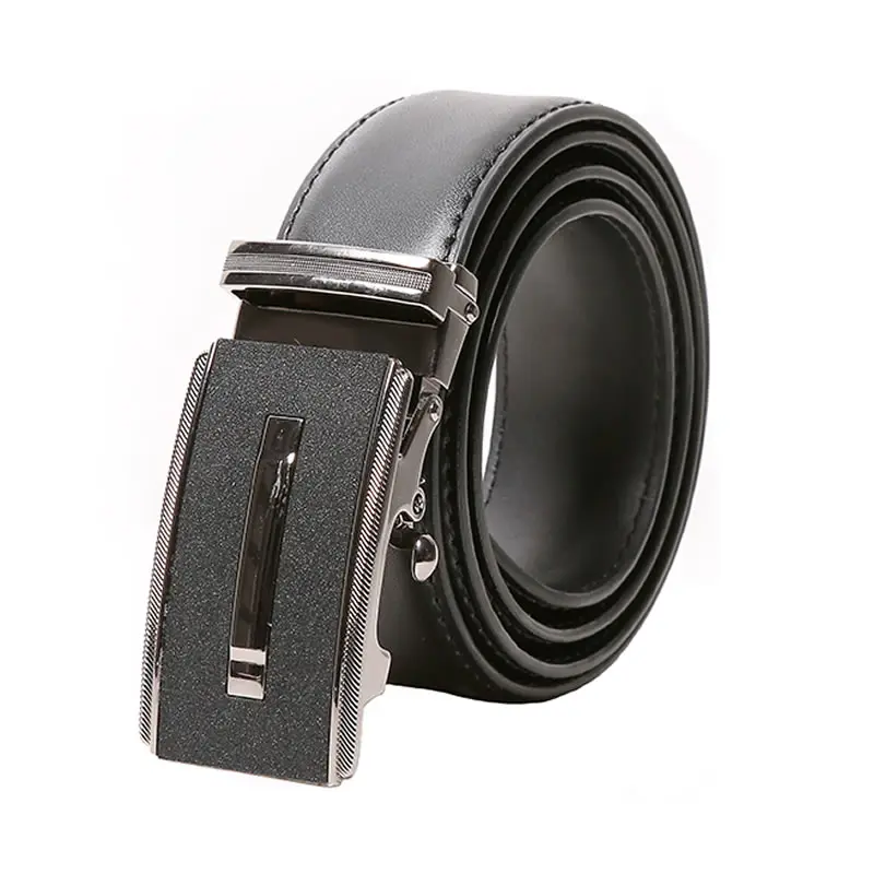 Fast Delivery Automatic Sliding Custom Hidden Zipper Money Belt Genuine Leather Ratchet Belts for Men