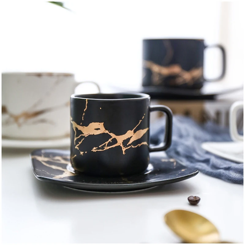 Popular marble tea cup and saucer