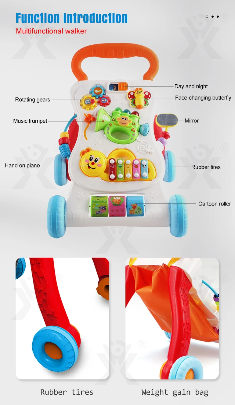 Factory directly promotional multifunctional musical multifunction baby learning walker toy toddler baby educational toy walker