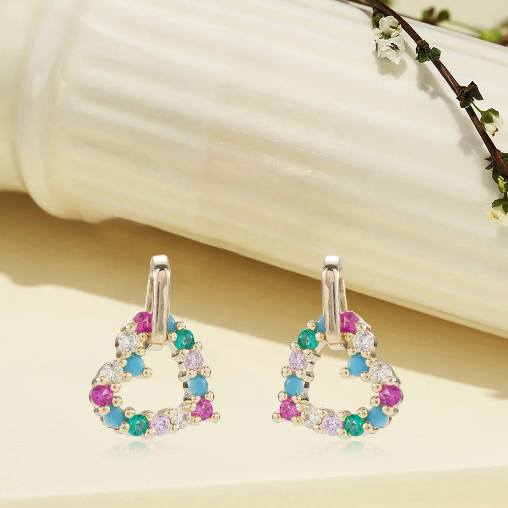 Wholesale natural gemstone zircon earring custom logo customized quartz jewelry color crystal stud earrings women