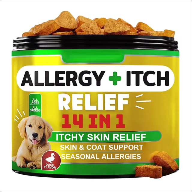 OEM/ODM 14 IN 1 Dog Allergy Immune Support Chews Pet Health Care & Supplements for Allergy Relief Senior