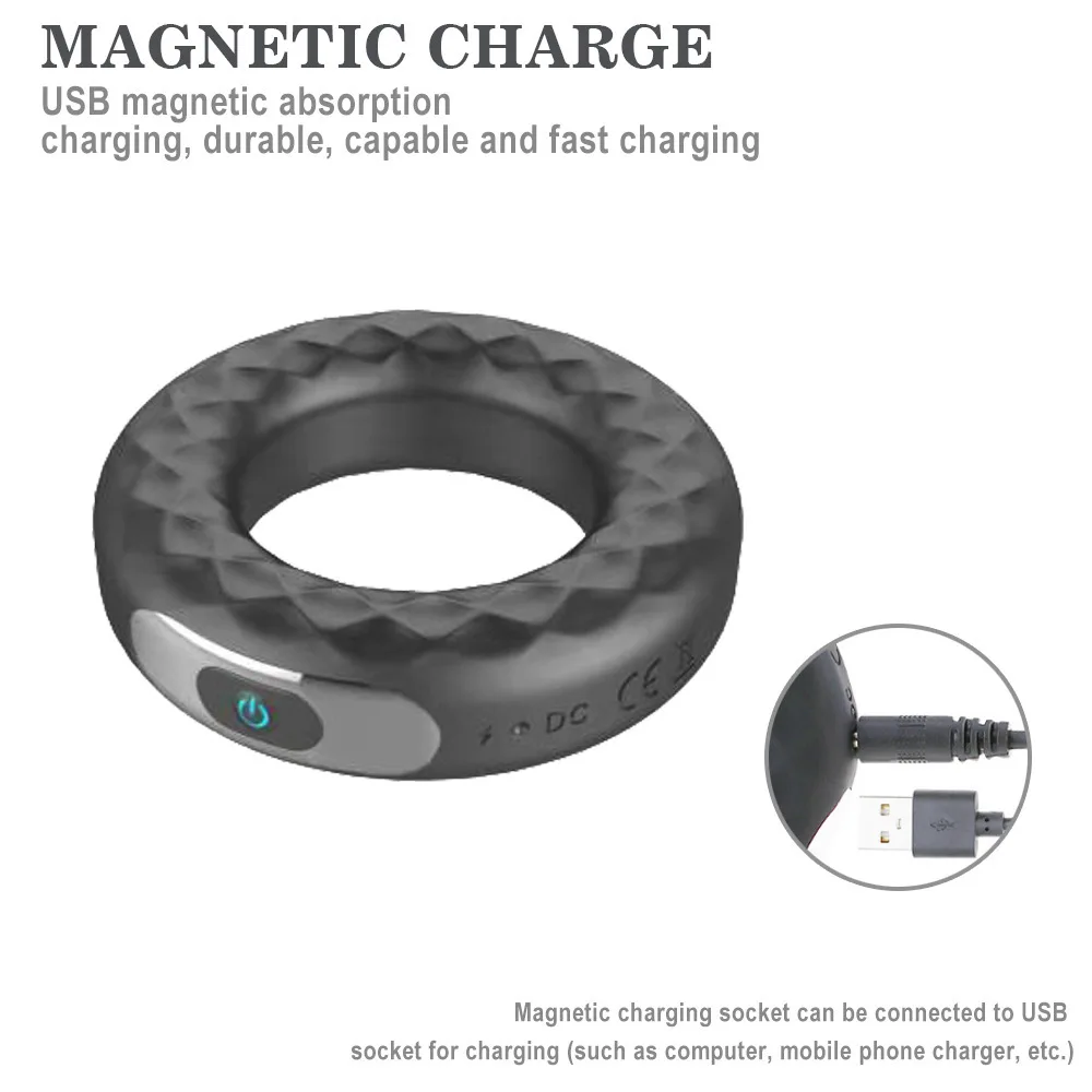Anneau de précision de verrouillage de vibration Rechargeable d'éjaculation retardée masculine à 10 vitesses
