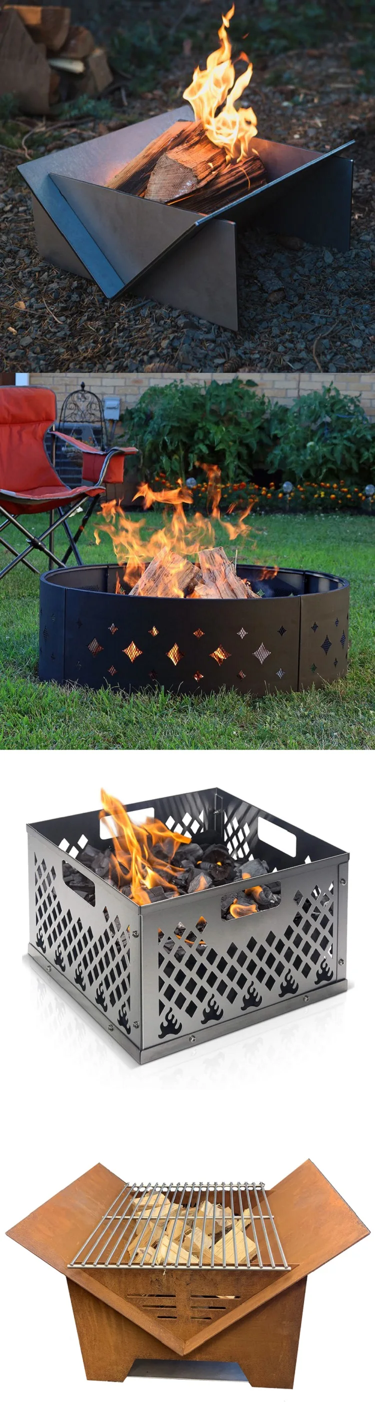 Bbq Outdoor Corten Steel Square Fire Pit Fire Bowl Teel Bowl Wood