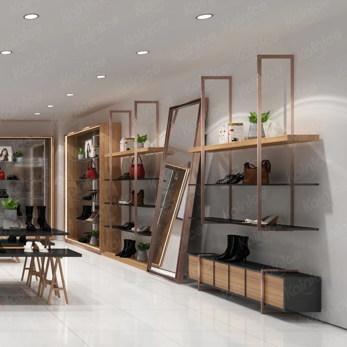 Kainice Store Fixtures Layout Design Shelf Shoe Stand For Display Retail Shelving Wall Mount