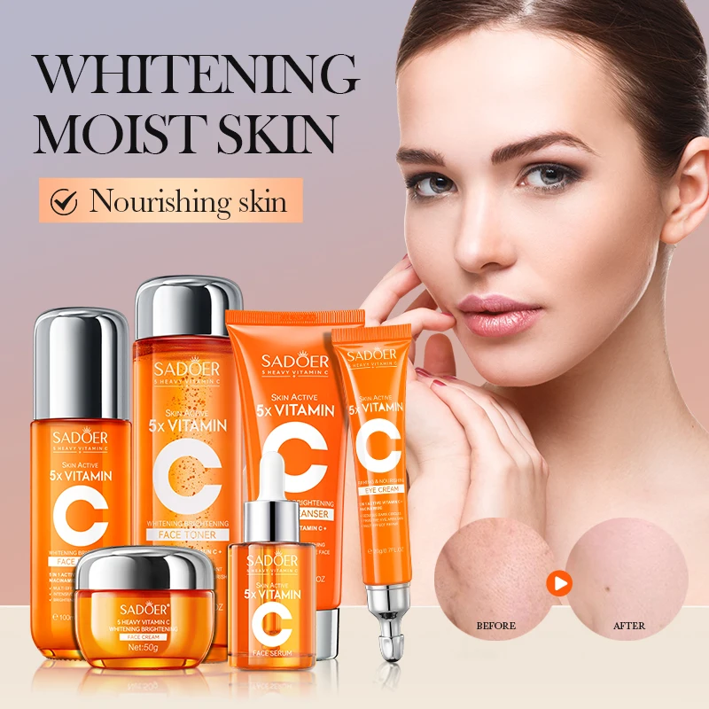 SADOER 5-Fold Vitamin C Whitening Brightening Skin Care Set with