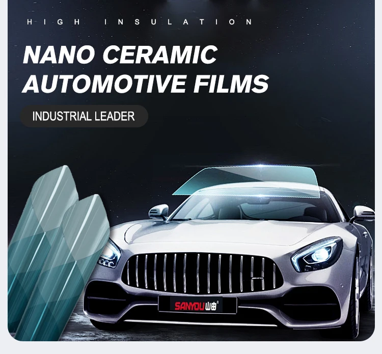 Light Blue Color Car Window Tinting Nano Materials Film With Adhesive Anti Glare Film Heat Rejection