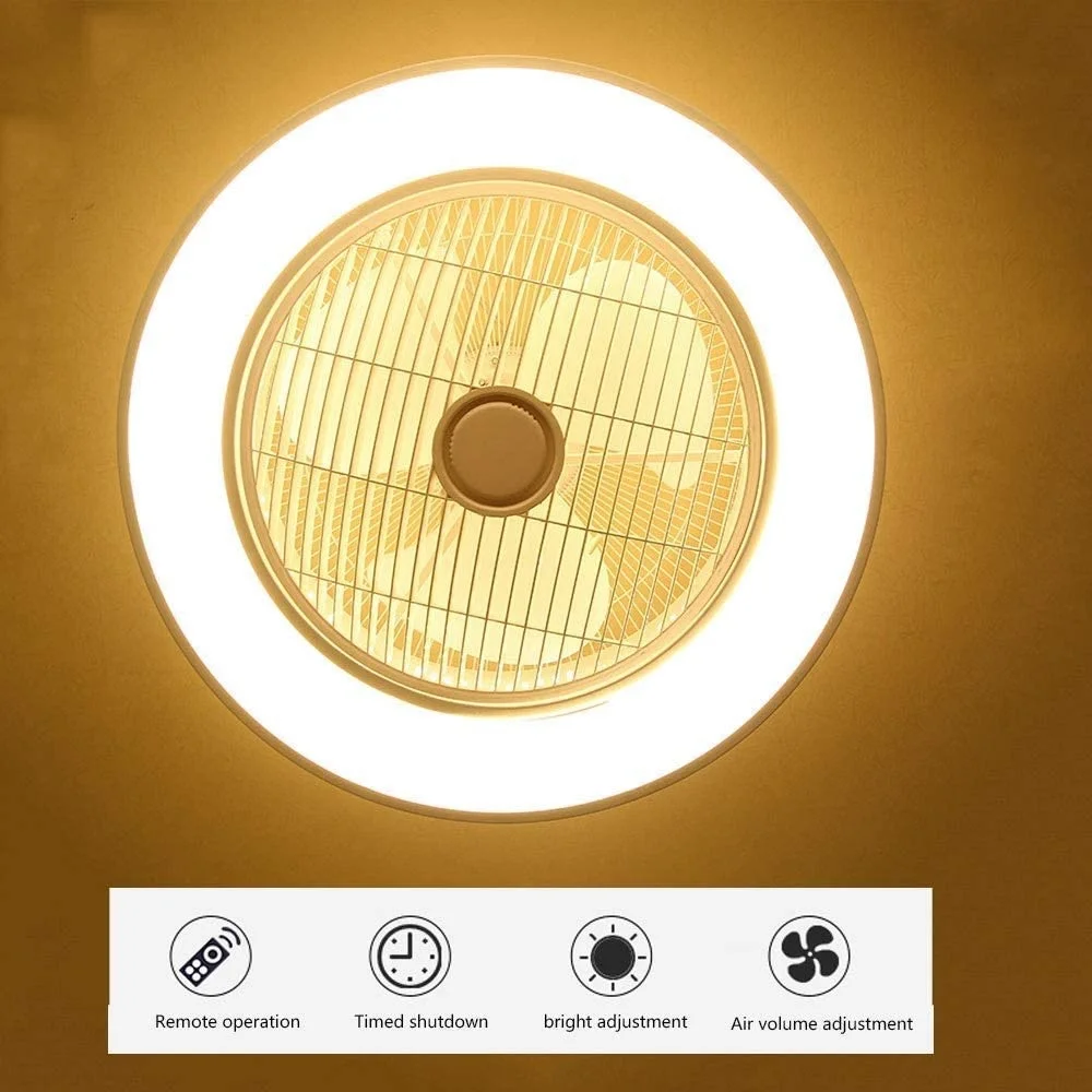 Ceiling Fan  with Lights and Remote Control with 7 Acrylic Blades Invisible Ceiling Fans for Living Room