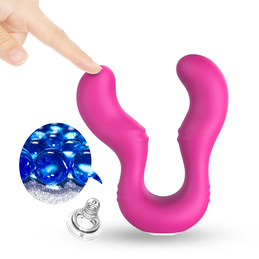 sexspielzeug für lesbische paare Vibrierender Strapon-Dildo für Lesben – doppelseitiger rosa Analdildo, –  Domlust main image 1