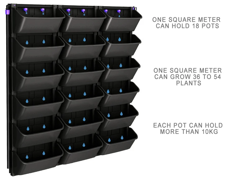 Self Watering Green Wall System Vertical Planters Pots Stackable